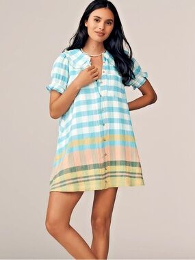 NWT Anthropologie Pilcro Keira Multi Plaid Mini Shirt Dress - XXS